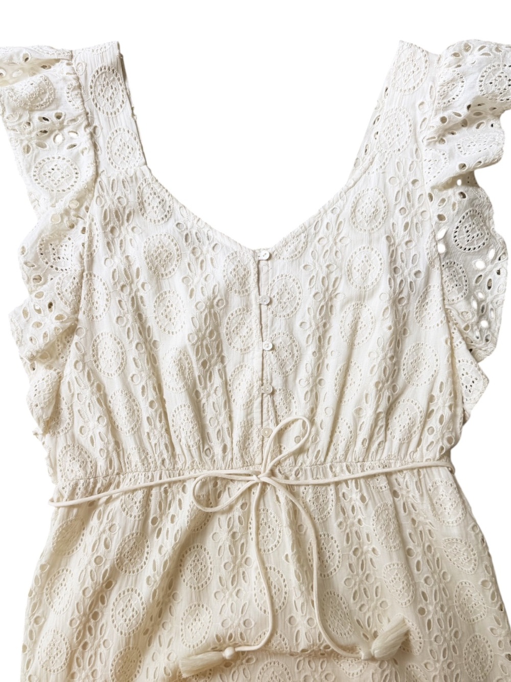 Cleobella Karina Eyelet Lace Ankle Dress in Ivory Size M - Picture 3 of 12